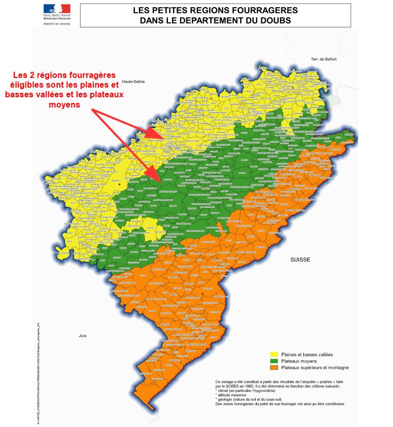 La carte des communes du Doubs classées en état de catastrophe naturelle. (doc préfecture du Doubs)
