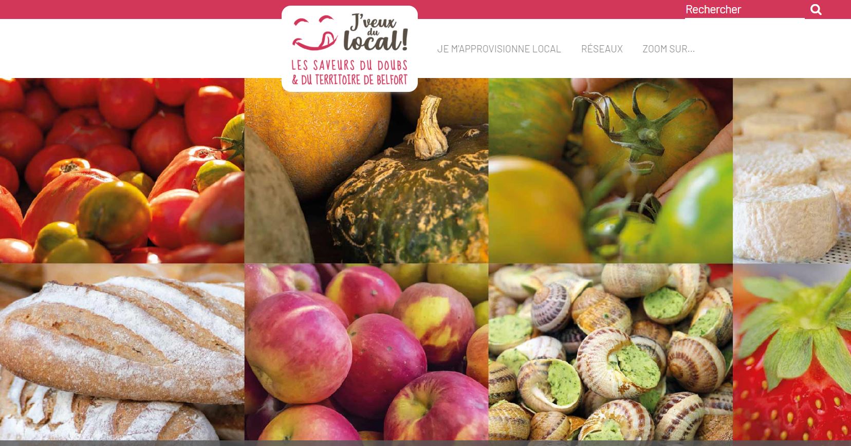 La page d'accueil du site "jveuxdulocal" pour le Doubs et le Territoire de Belfort.