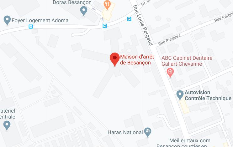la maison d'arrêt de Besançon sur Google Maps.