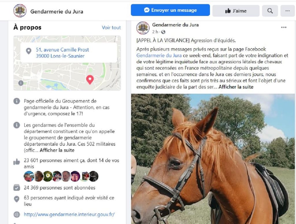 Un appel à la vigilance a été lancé sur la page Facebook de la gendarmerie du Jura.