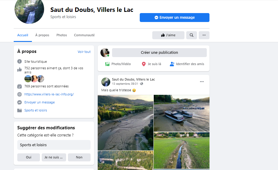 Page Facebook du Saut-du-Doubs