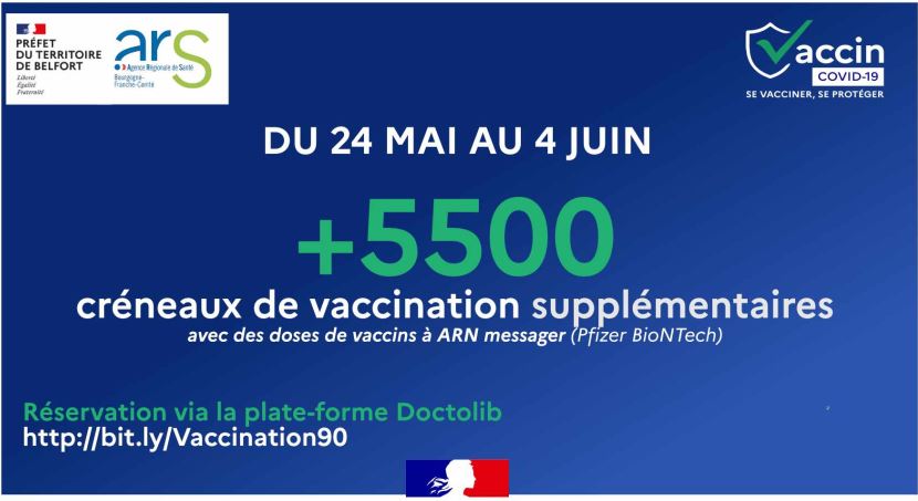 Plus de 5000 créneaux de vaccination vont ouvrir du 24 mai au 4 juin.