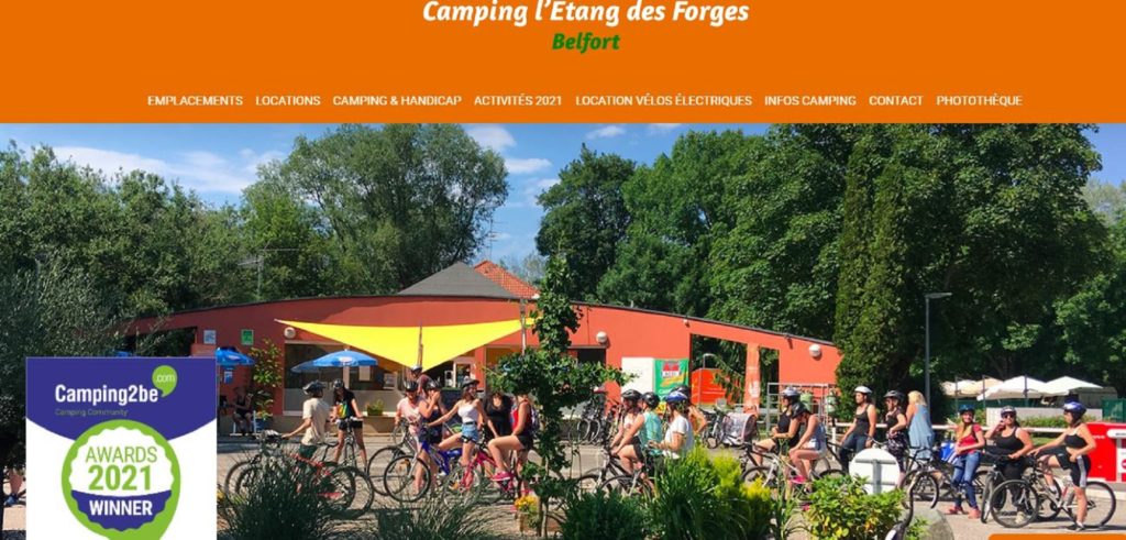 La page d'accueil du site de l'étang des Forges de Belfort, point de départ de l'itinéraire à vélo.