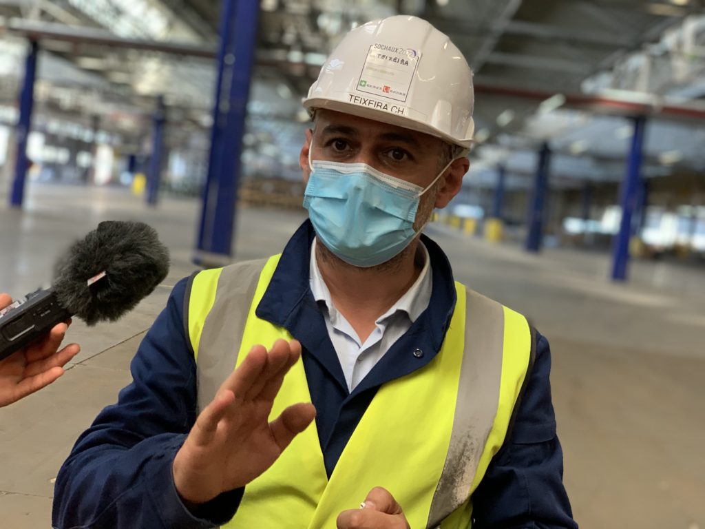 Christian Teixeira, en 2021, lorsqu'il était responsable de Sochaux 2022, à l'usine Stellantis de Sochaux.