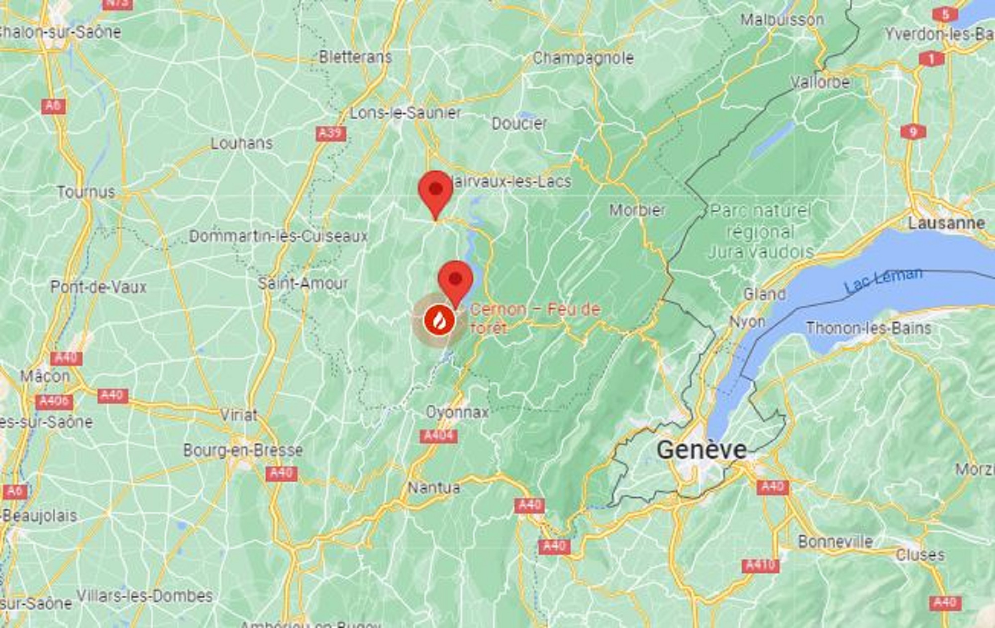 Les incendies se sont déclarés dans le sud est du Jura.