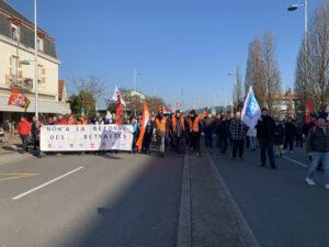 Ils étaient 3000 manifestants à Montbéliard ce mardi 7 février, selon la police, et 3 500 selon les organisations syndicales (©Le Trois).