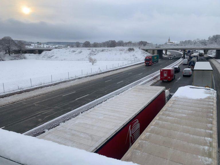 Autoroute A36 bloquée dans le sens Belfort-Besançon, à hauteur de Dorans. | ©Le Trois - T.Q.