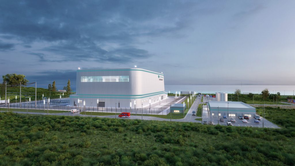 Perspective du futur projet de SMR porté par GE Vernova Hitachi, à Darlington, au Canada.