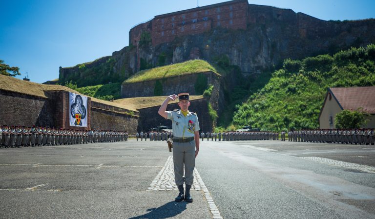Le colonel Franck Duchemin, lors de la passation de commandement du 35e régiment d'infanterie, à Belfort, le 4 juillet 2025.