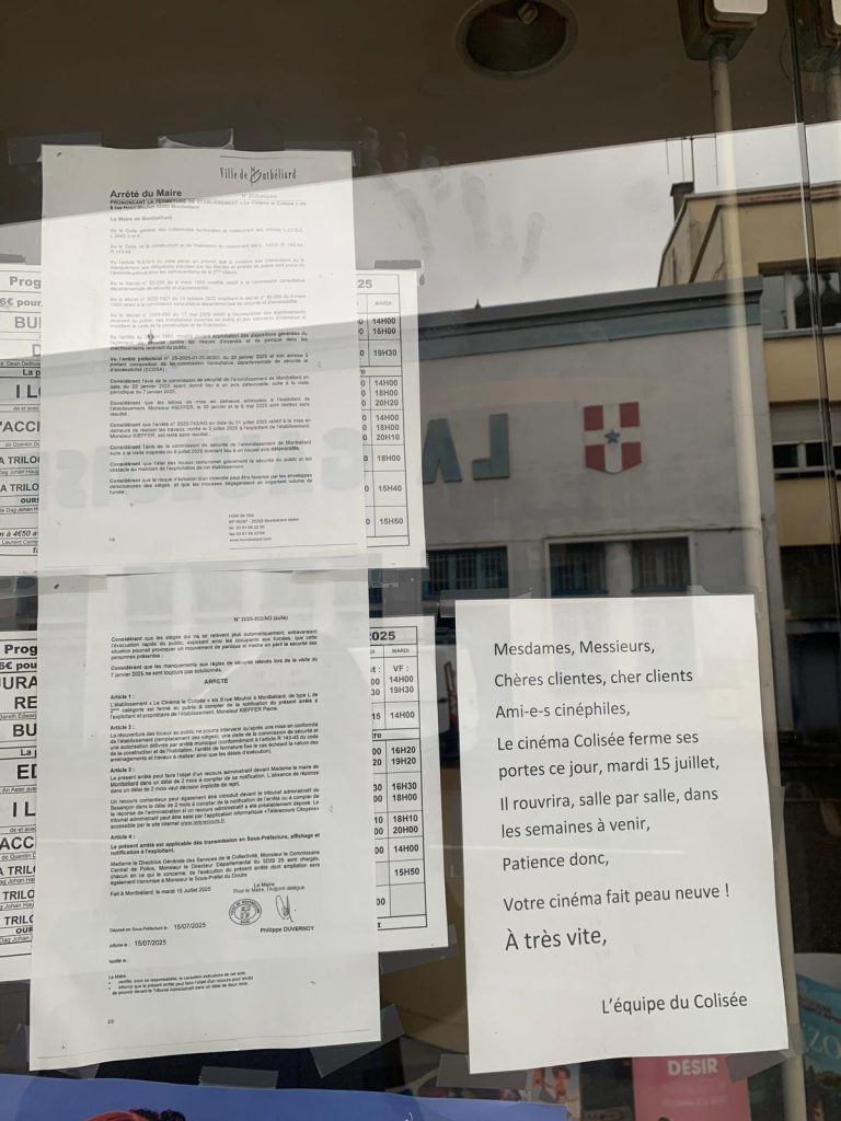 Le Colisée_Montbéliard_Cinéma Le Colisée, à Montbéliard, fermé depuis le 15 juillet 2025.