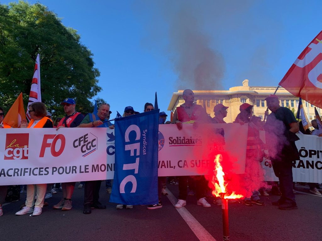 De nombreux syndicats sont présents sur cette mobilisation, le 18 septembre 2025.