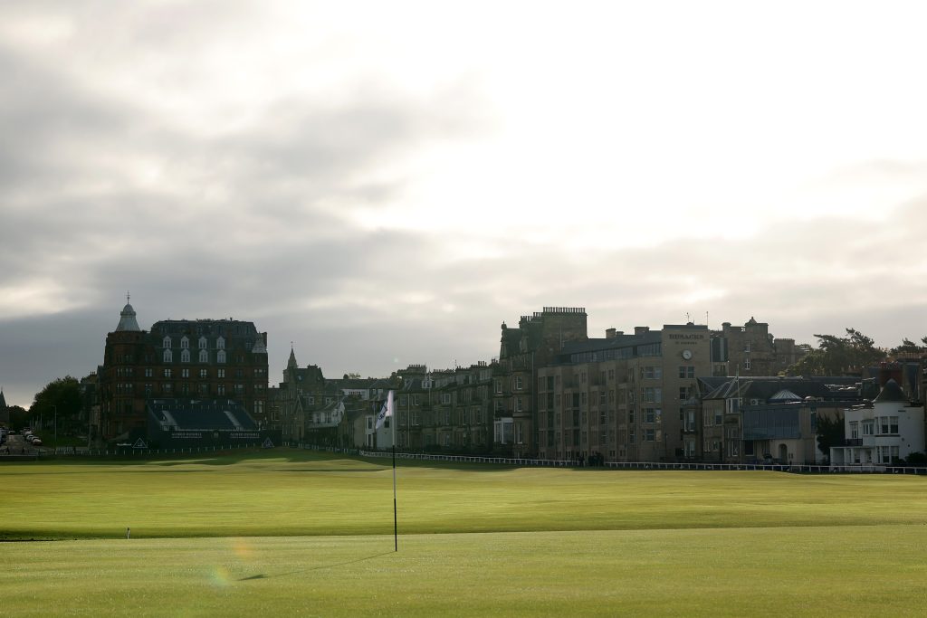 Alfred_Dunhill_Links_Championship Vue du green lors du premier jour de l’Alfred Dunhill Links Championship 2025, sur l’Old Course, le 2 octobre 2025 à St Andrews, en Écosse.