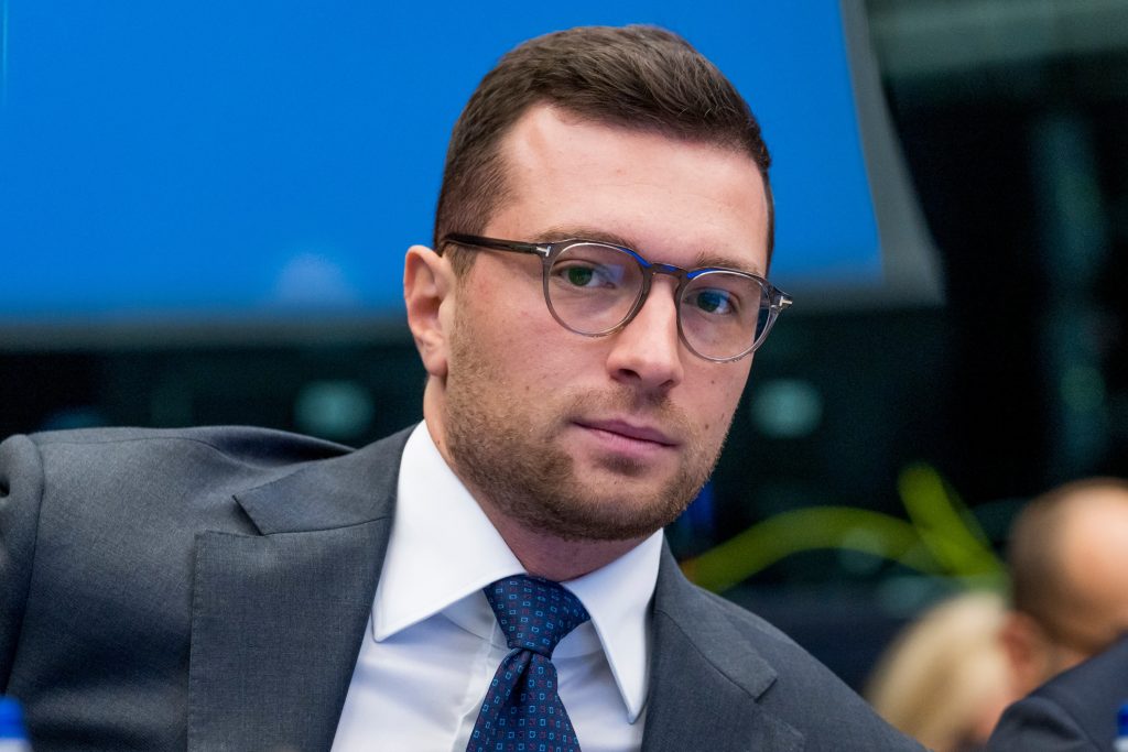 Jordan Bardella, lors de la conférence des présidents, au Parlement européen, le 22 octobre 2025.