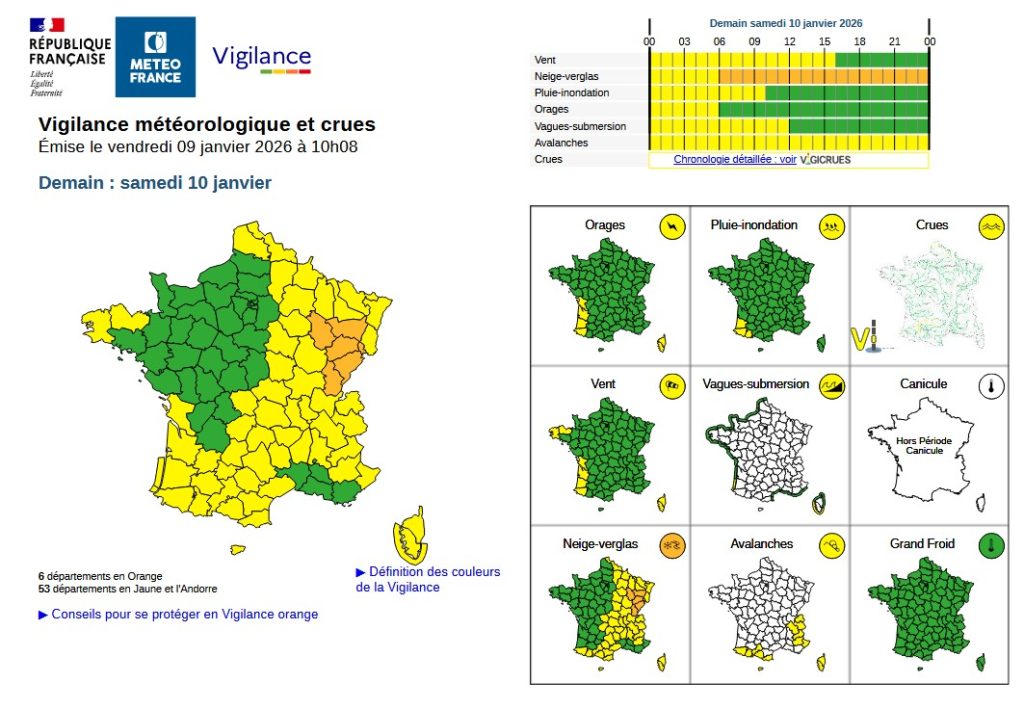 La carte des vigilance de Météo France émise ce vendredi à 11 h.
