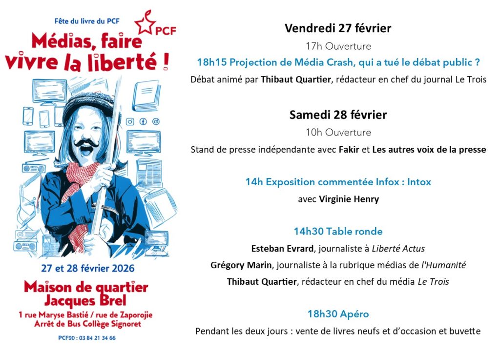 Le Parti communiste français programme sa fête du livre les 27 et 28 février 2026.