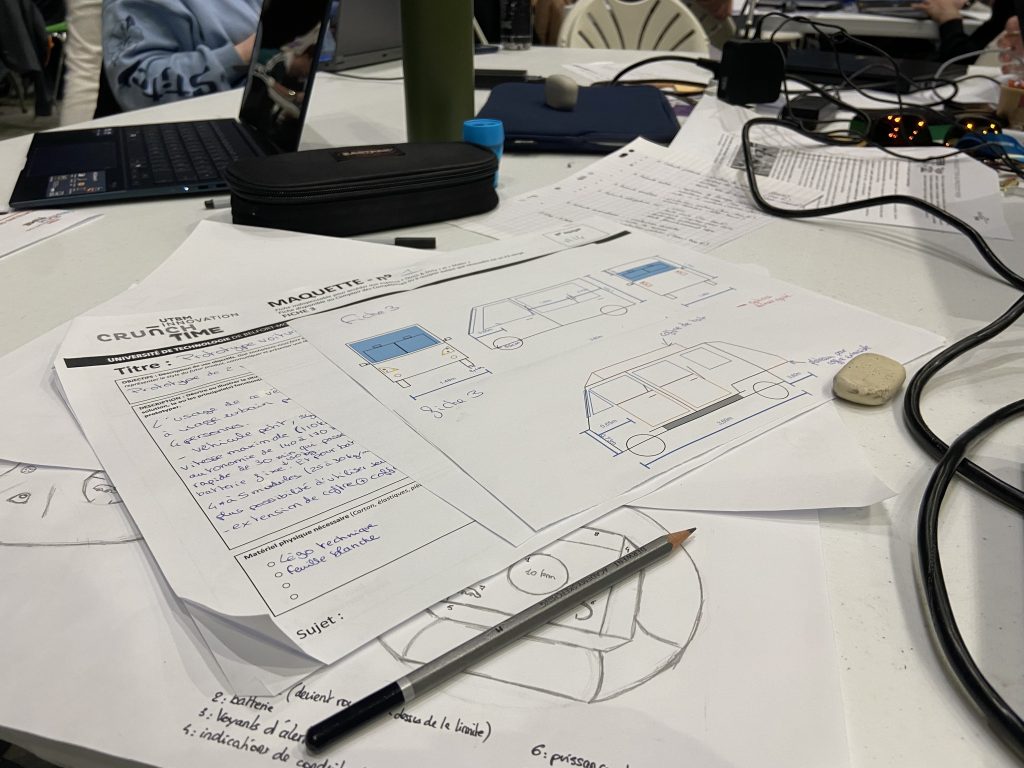 Les dessins pour la maquette du véhicule.