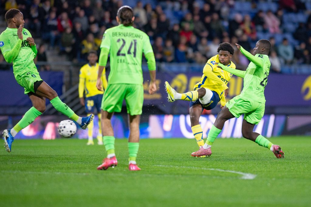 Elson Mendes, milieu de terrain du FC Sochaux-Montbéliard, le 13 février 2026, conter Paris 13 Atletico.