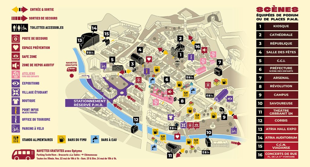 Le plan de la 39e édition du festival international de musique à Belfort.
