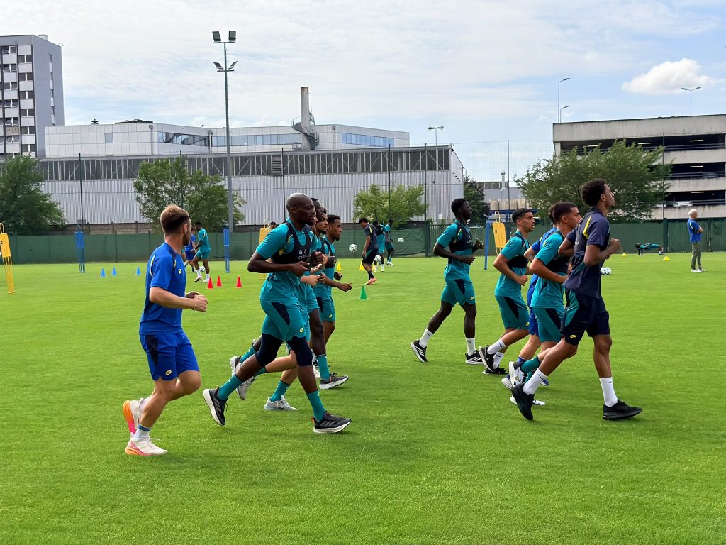 Les joueurs du FCSM lors de l'entrainement.
