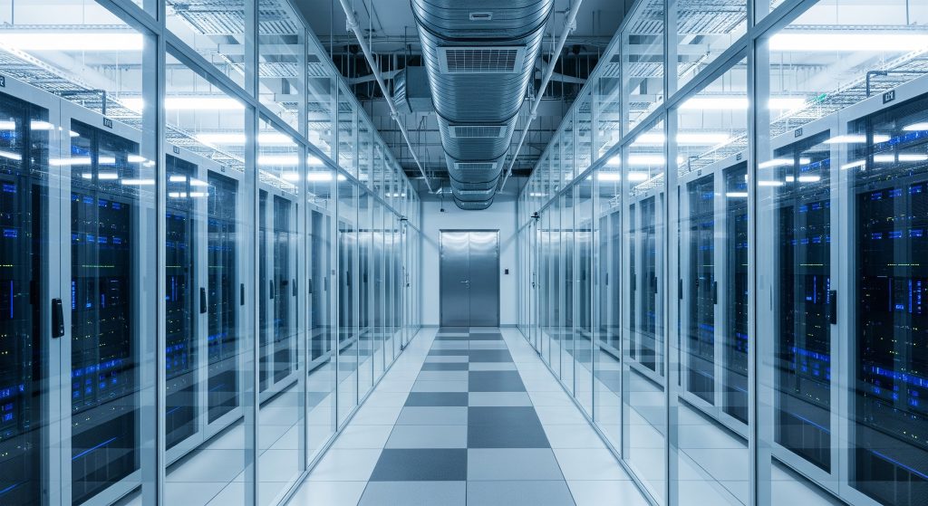 Baies de serveurs, installées dans un data center.