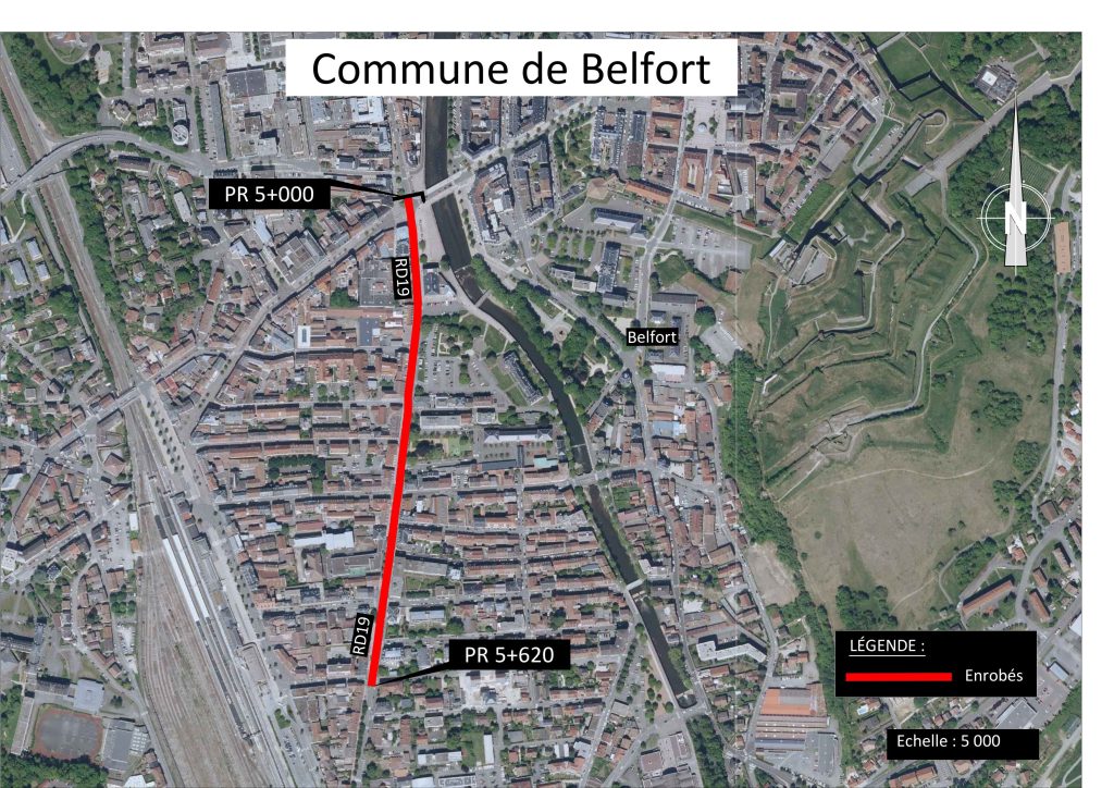 Plan des travaux du Faubourg de Montbéliard à Belfort.